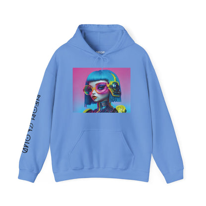 Neon Cloud Space Girl Unisex Hooded Sweatshirt