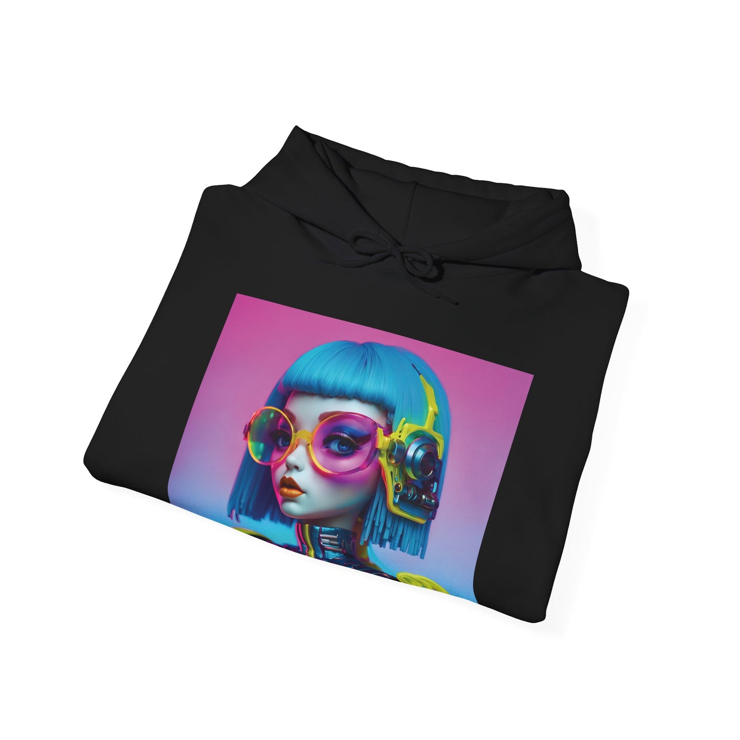 Neon Cloud Space Girl Unisex Hooded Sweatshirt