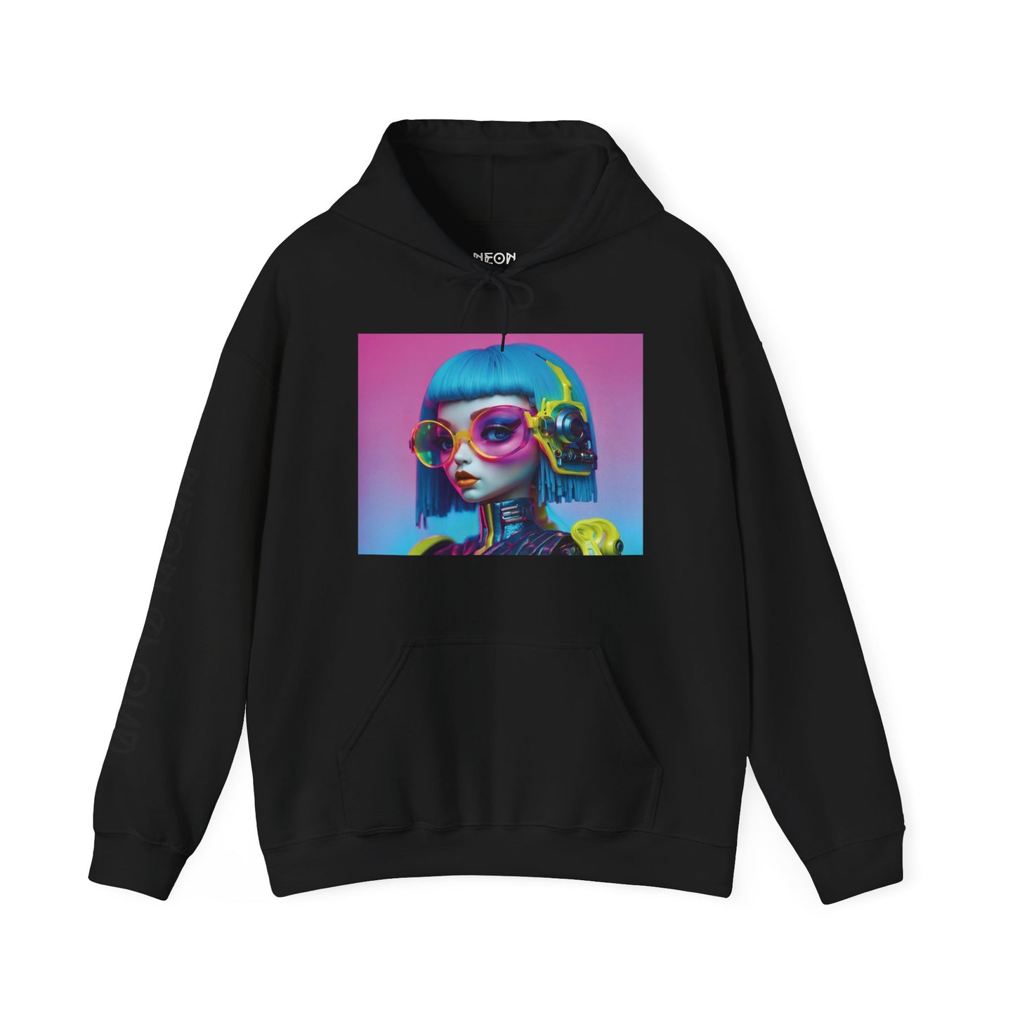 Neon Cloud Space Girl Unisex Hooded Sweatshirt